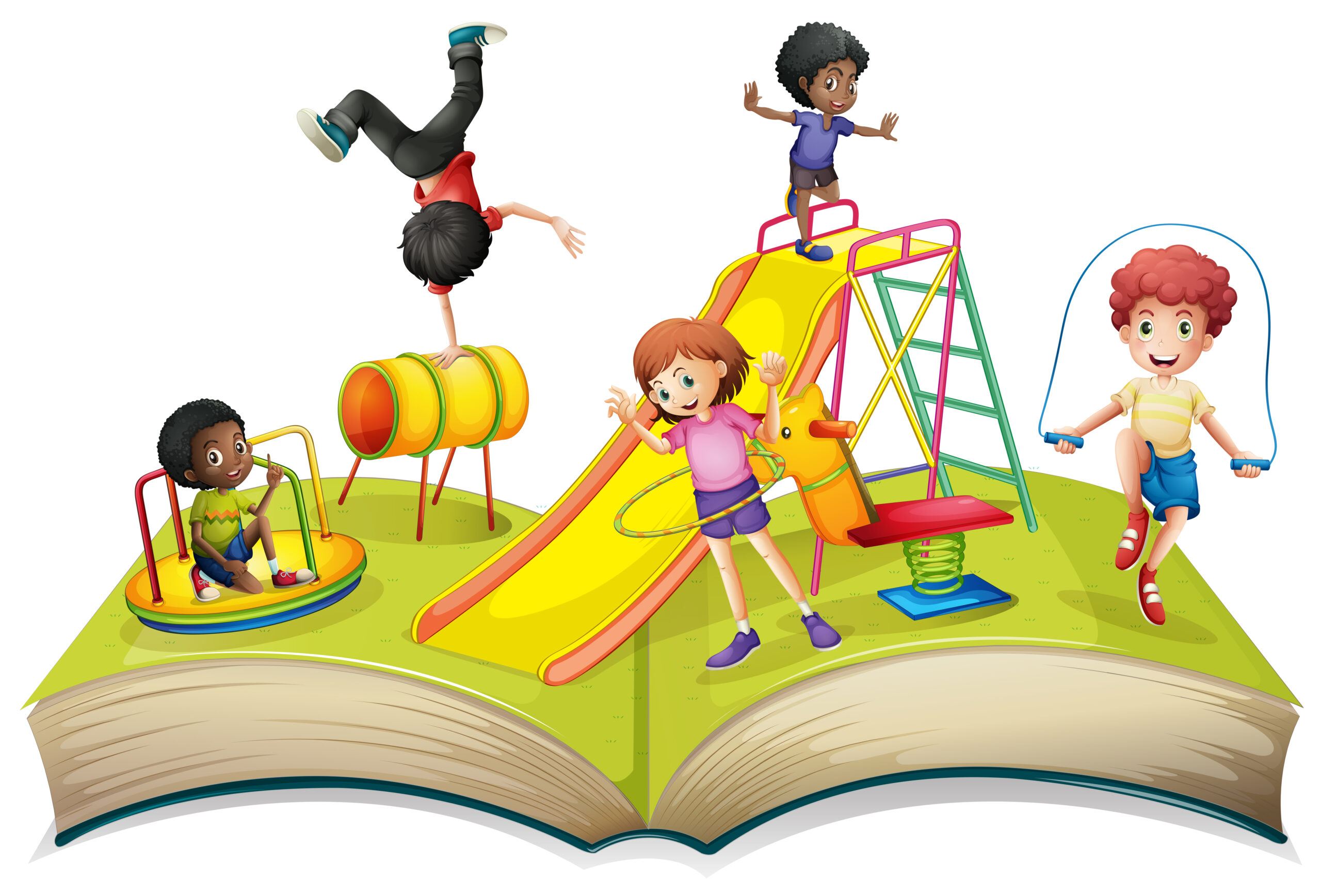 Children playing in playground illustration